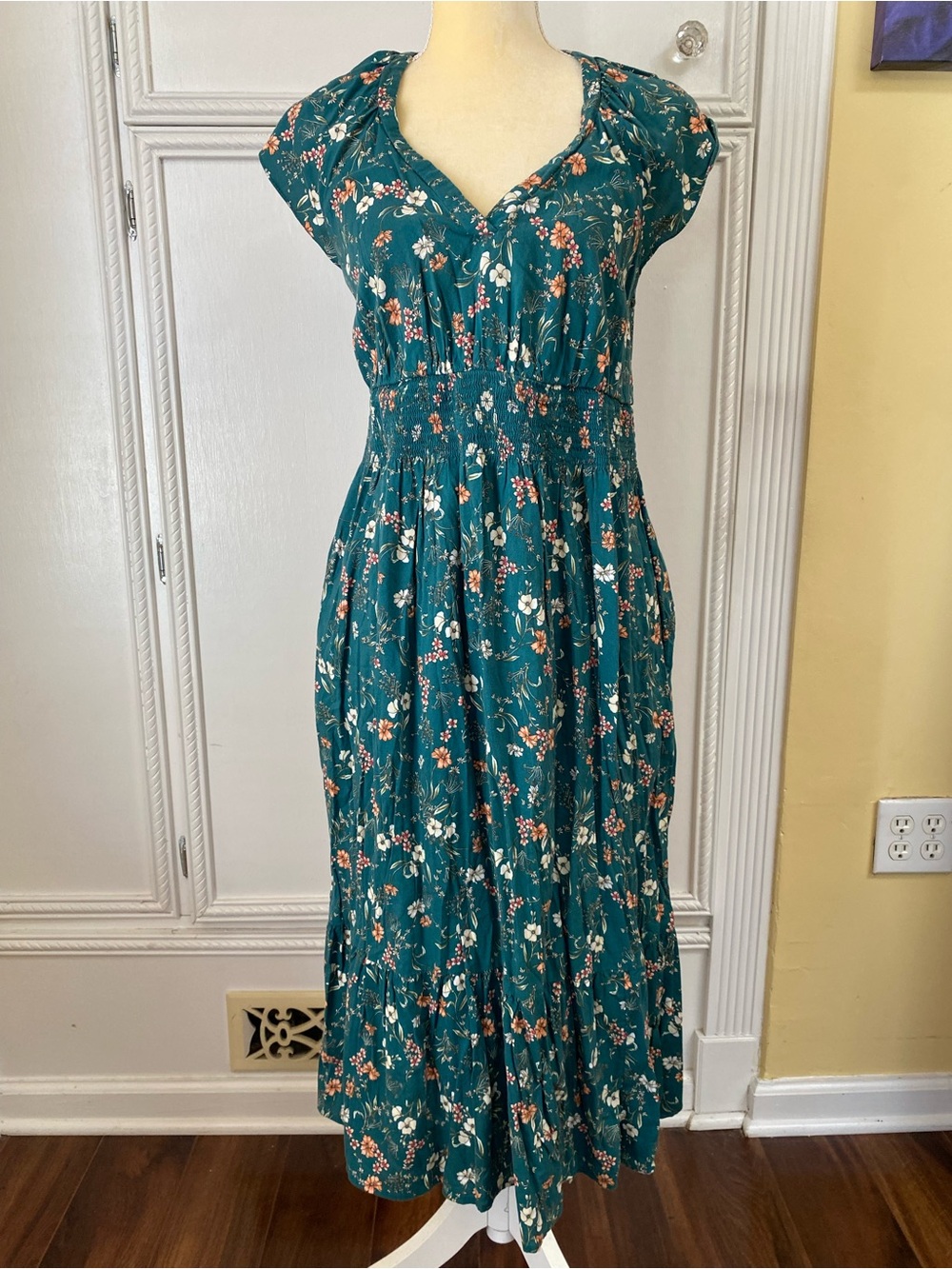 Old Navy Teal Floral Maxi Dress